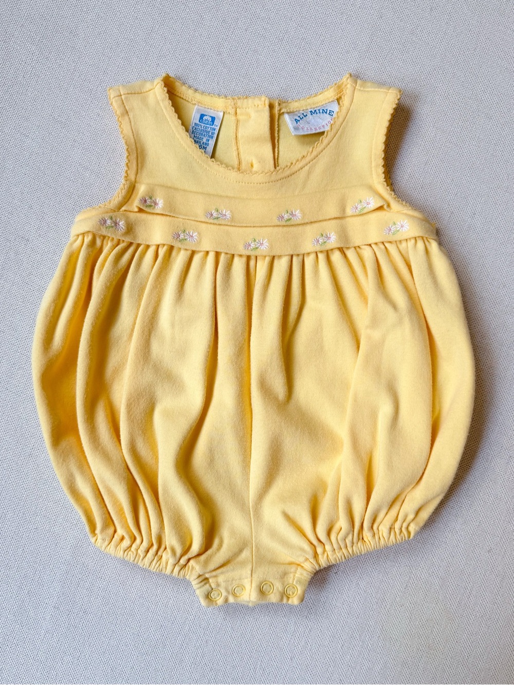 Vintage  Embroidered Floral Print Cotton Bubble Romper 3-6M